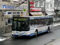 MAN Niederflurbus 3. Generation (Lion's City) auf der Linie CE61 nach Wuppertal-Barmen Alter Markt an der Haltestelle Wuppertal Ronsdorf Markt.(7.2.2013) 