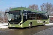 Volvo 7900 Hybrid ist zu Testzwecken vom 9. Februar 2013 bis voraussichtlich Dienstag, den 12. Februar 2013 auf der Linie 26 zwischen Hauptbahnhof Sd, Rostock und Wohnpark Biestow, Rostock unterwegs.10.02.2013