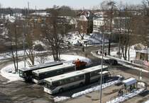 13.3.2013 Bernau bei Berlin, Busbahnhof vor der Bahnhofspassage.