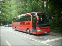 Mercedes Travego von Haimerl Reisen aus Deutschland vor dem Tiergarten Straubing am 28.07.2012

