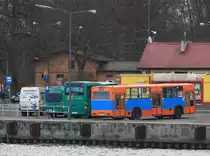 7.4.2013 Swinem�nde / Swinoujscie / Warzow. Bushaltestelle am Bahnhof