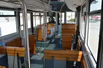 Le Passeur ein Shuttelbus verkehrt vom Gro�parkplatz La Caserne/Frankreich zum Mont-Saint-Michel. Es ist ein Zweirichtungs –Fahrzeug. Hier mal ein Einblick in den Bus. Dieser Bus braucht nicht zu wenden. Gesehen am 31.05.2013. Technische Daten des Doppelkopf-Pendelbusses: Modellbezeichnung Cobus DES, Motor Cummins ISB6.7EV, Motorleistung 146 kW,Getriebe Allison Serie 2100 mit Wendegetriebe, 
Radstand 5.770 mm,L�nge 14.500 mm,Breite 2.700 mm,H�he 2.980 mm,Max.Achslast je Achse 10.350 kg, Sitzpl�tze Max. 18, Stehpl�tze Max. 80


