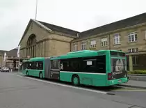 MAN Bus mit der Betriebsnummer 777 auf der Linie 30 an der Endstation am Badischen Bahnhof. Auch an den Bussen wird f�r weibliches (Fahr)-Personal geworben. Die Aufnahme stammt vom 15.05.2013.