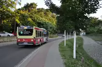 P-AV 529 (Depot Stahnsdorf) nach S-Bahnhof Teltow Stadt. Aufgenommen an der Schleuse in Kleinmachnow. Aufgenommen am 15.08.2013