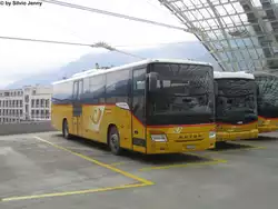 Postauto/Regie St.Moritz GR 168 603 (Setra S415H) am 3.9.2015 beim Bhf.