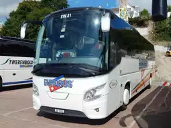 VDL Futura von Eurobus aus der Schweiz im Stadthafen Sassnitz am 15.08.2018