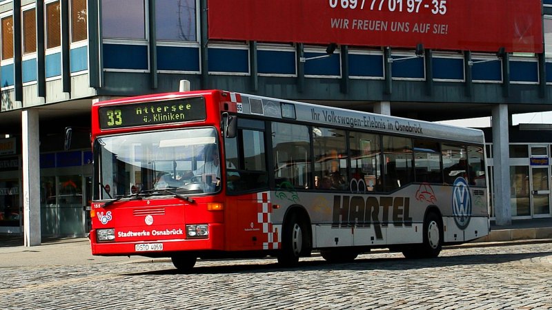 Wagen 155 (OS D 4059) mit Werbung fr VW Hrtel am HBF Osnabrck.
