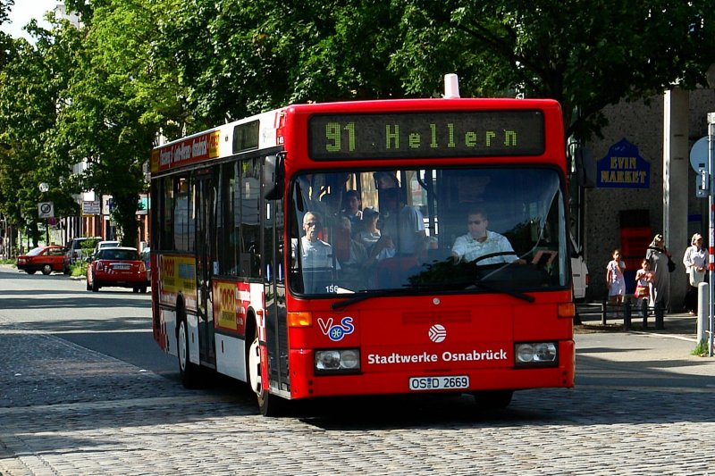 Wagen 156 (OS D 2669) mit der Linie 91 nach Hellern am HBF Osnabrck.
Werbung: Poco