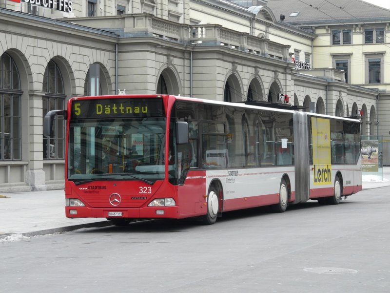 Winterthur - Mercedes Citaro Nr.323 ZH 687323 unterwegs auf der Linie 5 am 20.02.2009