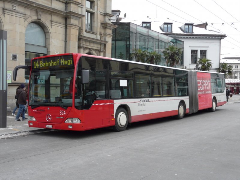 Winterthur - Mercedes Citaro Nr.324 ZH 687324 unterwegs auf der Linie 14 am 20.02.2009