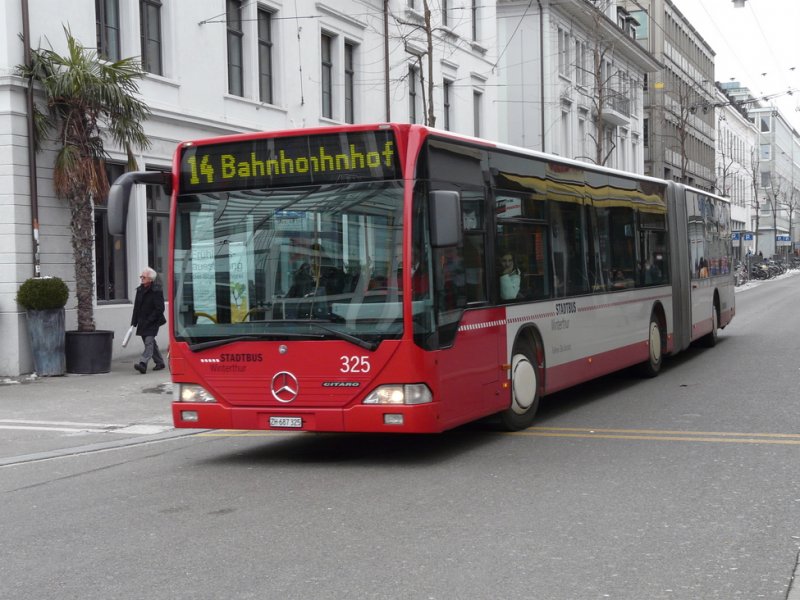 Winterthur - Mercedes Citaro Nr.325 ZH 687325 unterwegs auf der Linie 14 am 20.02.2009
