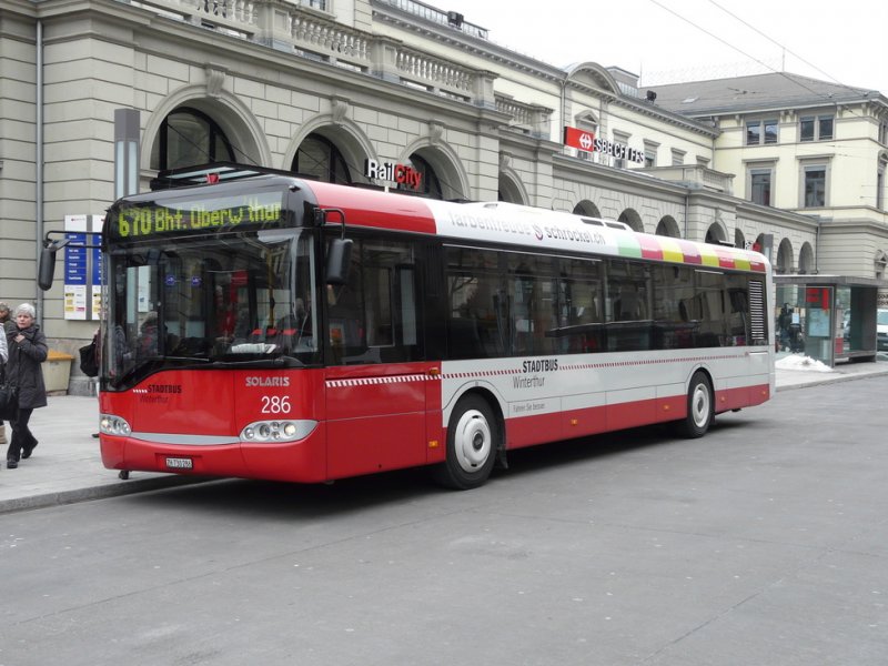 Winterthur - Solaris Bus Nr.286  ZH 730286 unterwegs auf der Linie 670 am 20.02.2009