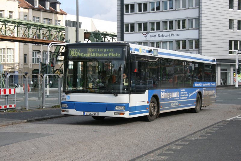 WSW 0111 fr die Firma Knigsmark.
Aufgenommen am Wuppertal HBF am 18.10.2009