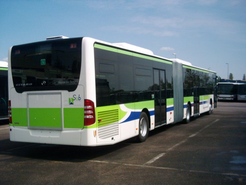 Zwei Gelenkbusse EvoBus MB O 530 G (Citaro) sind Ende April 2008 eingetroffen. Das Bild enstand am Betriebshof am 03.05.2008. Die Fahrzeuge sollen die Wagennummern 373 und 374 erhalten.